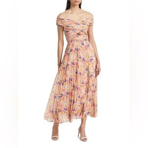 ASTR The Label Leonara Off the Shoulder Pleated Midi Dress Size L